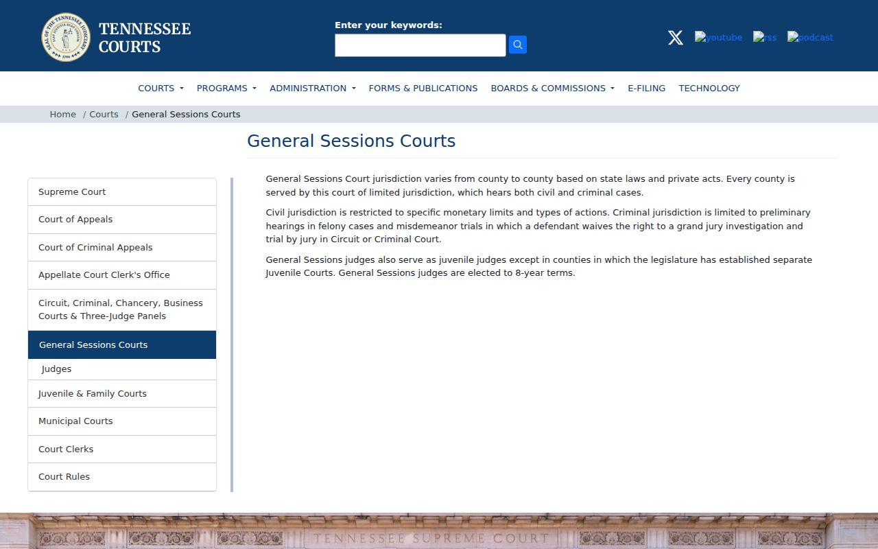 Bradley County bench warrant court route and Tennessee General Sessions information