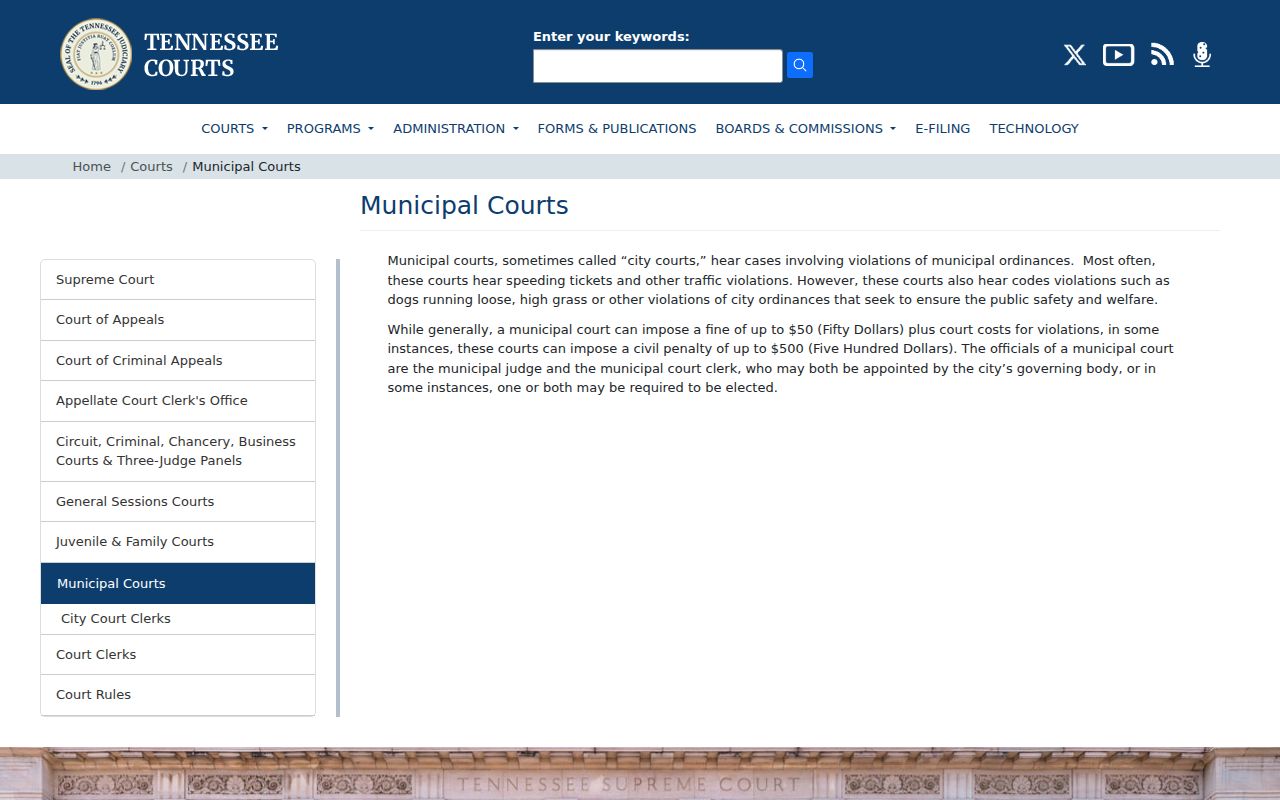 Bradley County municipal warrant access context from Tennessee municipal court information