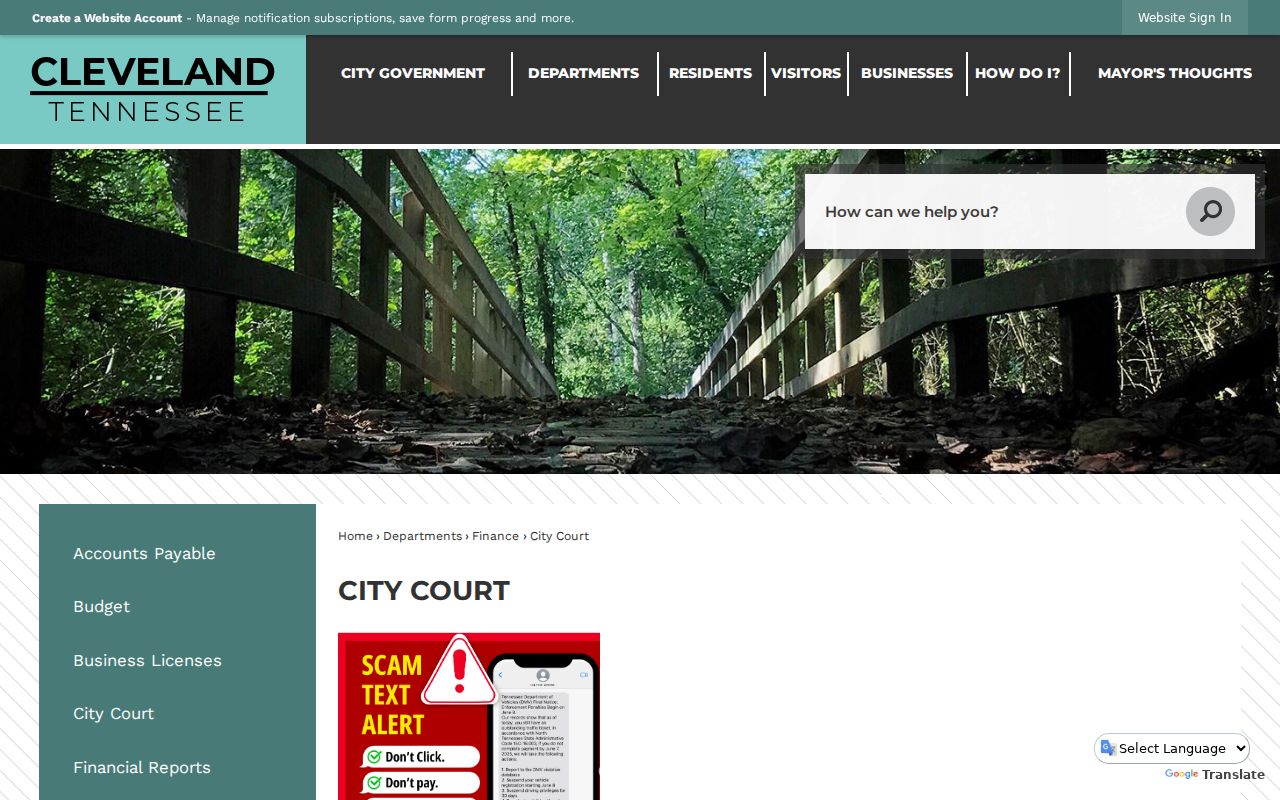 Bradley County traffic warrant guidance using the Cleveland City Court citation channel