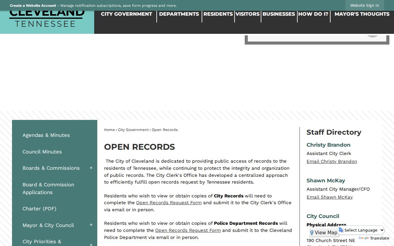 Cleveland warrant record public access, inspection, and copy-fee information